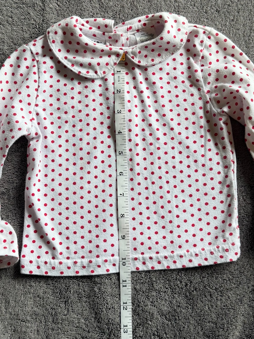 ❤️ Girls White with Red Polka Dots Shirt with Bows - Picture 3 of 8